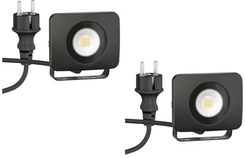 ledscom.de 2x LED Gartenstrahler WEGA für außen, IP44, Stecker, schwarz, 10 W, 935lm, warmweiß