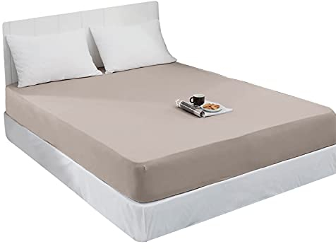 Mixibaby Spannbettlaken Jersey Spannbetttuch 100% Baumwolle Bettlaken Spannbettuch Laken 28 Farben, Größe:90 x 200 cm, Farbe:Beige