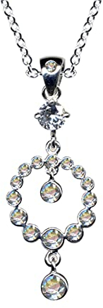 HALSKETTE mit Anhänger/Echt Silber 925 mit Zirkonia/Jugendstil Collier/Steinfarbe: klar weiss/Online Shop Schmuck kaufen / 54049