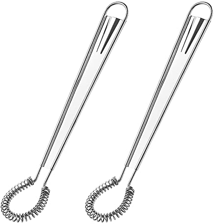 2 Pezzi Frusta in Acciaio Inox da Cucina Frullino per le Uova Manuale Mini Bobina a Molla Frusta per Uova Frullatore Cremoso Frullatore per Cottura al Forno Latte Latte tè