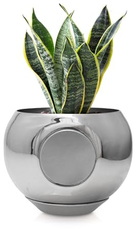 MagPot Maceta magnética, Maceta única para Hierbas, suculentas, vegetación Interior y Exterior, Accesorio magnético Autoadhesivo, Agujeros de Drenaje, depósito Desmontable, Color Plateado
