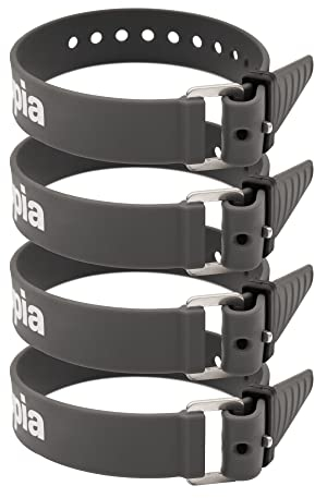 Appia Straps - Spanngurte 35cm Grau (4er Pack) inkl. Strap-Keeper für Fahrrad, Ski, Bikepacking, Camping, Heimwerken aus TPU mit rostfreier Aluminium-Schnalle