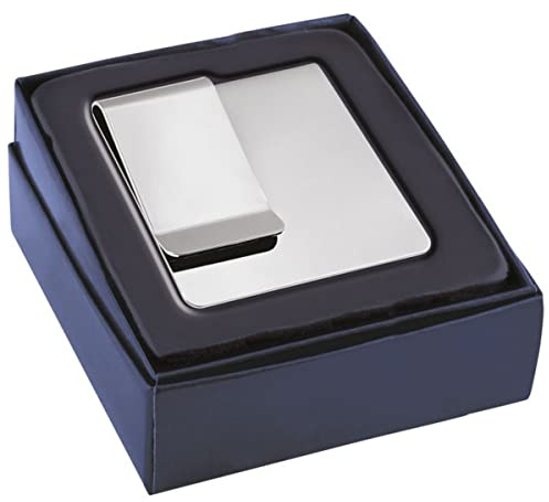 SILBERKANNE Premium Geldklammer versilbert – Elegante Doppel-Geldschein-Klammer (5x5,5 cm) inkl. Geschenkbox – Silber Plated Design