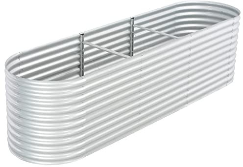 junzai Planting Kit,Raised Bed,Garden Bed,Raised Beds For Vegetables,Garden Raised Bed 320x80x81 cm Galvanised Steel Silver