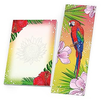 6 Lesezeichen + 6 Mini-Notizblöcke je 25 Blätter DIN A7 Malblock Set Flamingo Mitgebsel Mitbringsel Gastgeschenk Giveaways zum Kindergeburtstag Fest Motto-Party Schule Jungen Mädchen Teens