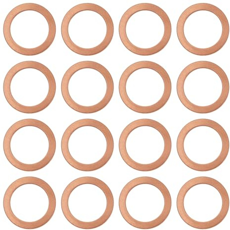 Create idea 30 Stück Auto Ölablassschrauben Dichtungen Kupfer Zerkleinerungsscheiben Ölwannenstopfen Unterlegscheiben Flache Unterlegscheiben Plattenringe 20mm AD 14mm ID 1,5 mm Dicke