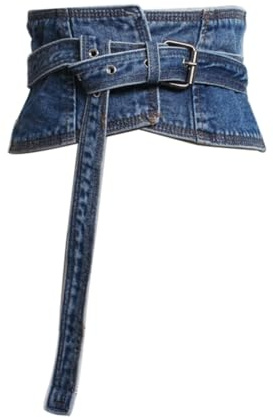 Inzegao Cinturón ancho Obi de mezclilla para mujer, cinturón ancho envolvente alrededor de la cintura para vestido de camisa kimono, Estilo C, Talla única
