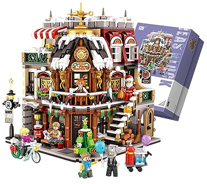 ALiquid Weihnachtscafe Klemmbausteine Set, Weihnachtscafe Bausatz, Mini Bausteine Nicht Kompatibel mit Lego - 2506 Teile