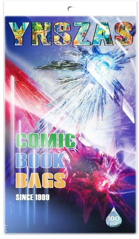 YNSZAS Comic Book Sleeves, Upgrade Polypropylene(PP) Acid-Free Materials,Resealable Crystal Clear Comic Book Storage Boards Bags,20% Thicker Better Comic Collection Display,7.125 x 10.5 Inch,100-Count