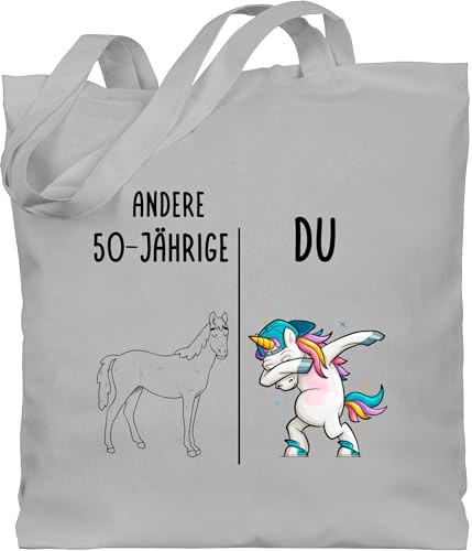 Baumwolltasche - 50. Geburtstag - Andere 50 Jährige Du Dabbing Einhorn I Lustiges Geschenk 50er - Unisize - Hellgrau - geschenke zum frau tasche fünfziger 50-jährige beutel jutesack fünfzigsten