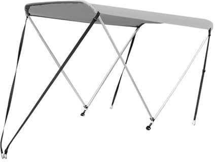 Parasol Bimini para Barco con 4 Correas y Postes de Soporte Traseros, Parte Inflable Impermeable con Accesorios
