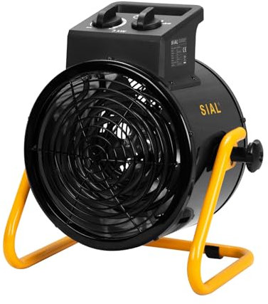 SIAL Termoventilador Industrial 3000W - Calentador Eléctrico - Calentador Radiante Calentador de Construcción - Calefactor para Garajes, Talleres, Obras - D3 - Negro