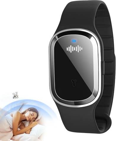 Ultrasonic Mosquito Repellent Bracelet - Insect Repellent Band, Anti Bug Bite Bracelet, Rechargeable Mosquito Repellent Watch, Ultra Sound Wrist Band for Kids Adults Sport Product, Black