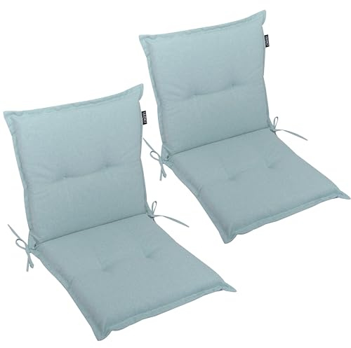 LILENO HOME Gartenstuhl Auflagen als [2er Set - Niedriglehner] in Aqua - Bequeme Liegen als Sitzauflagen für Gartenmöbel - Stuhlkissen für Gartenstühle und Klappstühle MAR