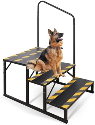 WJPUELUO Marche-Pied Double pour Camping Car | Escabeau | Accès Caravane, Garage, Bateau | Tabouret en Acier | Marche Pied | Escalier pour Caravane, Camping Car | Accessoire Camping Car,3 Steps