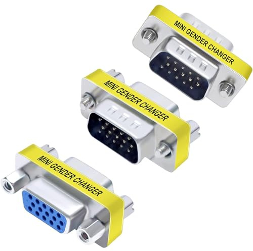 DUTTY Vga Connector,Null Modem Adapter,VGA Connector Female to Female Gender Changer Male to Female Adapter, Male to Male Coupler 3pcs