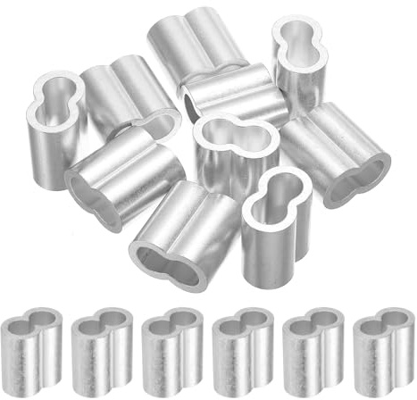 QUARKZMAN 15/32 12mm Aluminium Crimpschlaufe Double Ferrule für Drahtseil Kabel Leitungsende, Silber 10 Stück