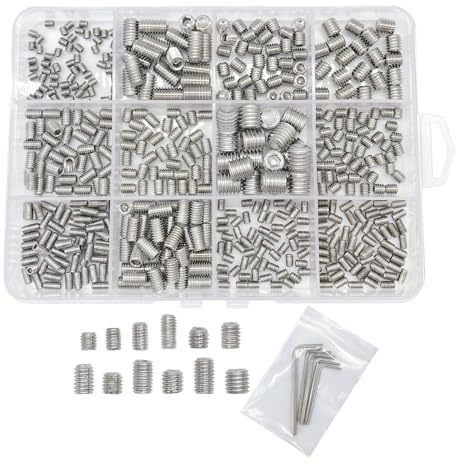 500pcs Set Screws, Grub Screw Set, Set Screws Assortment Kit M3 M4 M5 M6 M8 for Home Repair, Repair Furniture, Electronic Product, Install Door Lock, DIY, Bathroom Fixtures (Stainless Steel 12 Sizes)