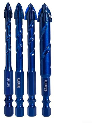 Lot de 4 forets hélicoïdaux excentriques pour percer le verre, le carrelage et le béton en acier tungstène