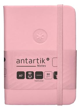 Antartik Notizheft mit Gummiband, fester Einband, A7, glatte Blätter, Pastellrosa, 80 Blatt, 80 g, FSC