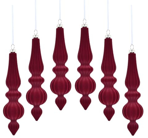Beflockter Christbaumschmuck,Weihnachtsschmuck aus Samt, 6X beflockte Bunte kegelförmige Vintage-Weihnachtsornamente, Festliche hängende Samtornamente für das Weihnachtsbaumfenster