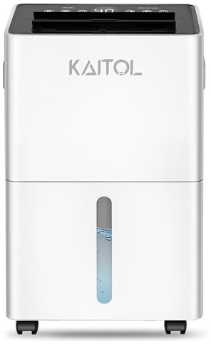 KAITOL Luftentfeuchter Elektrisch 10L/24H, aumgröße ca. 30m², Raumentfeuchter mit Touchscreen, Feuchtigkeitsanzeige, Wäschetrocknung, Kontinuierliche Entwässerung, 24H Timer, Kindersicherung
