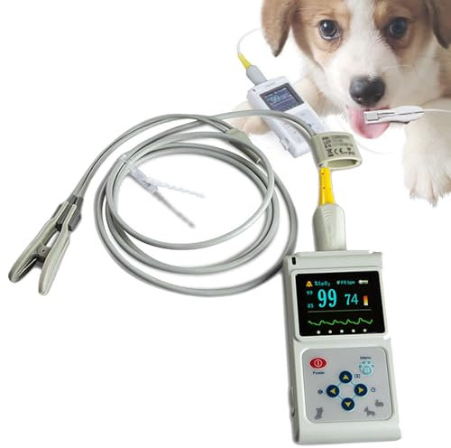 Handhållen pulsoximeter, veterinär pulsoximeter Veterinär pulsmätare öron-/tungsensor, sonddjur/djur/katt/hund för användning på familje- och husdjurssjukhus