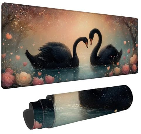 Tapis de Souris Fleurs Tapis de Souris XXL Oie 1500x800x4mm Tapis Souris Gamer, sous Main Bureau Ordinateur Portable, Mouse Pad Bords Cousus Caoutchouc Antidérapante, pour Souris et Clavier A-210
