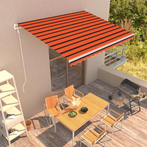 IKAYAA Tenda Retrattile elettrica Tenda da Sole 400x300 Retrattile Automatica con Manovella con Telecomando manovella Manuale e Telaio in alluminio-Multicolore-400 x 300 cm