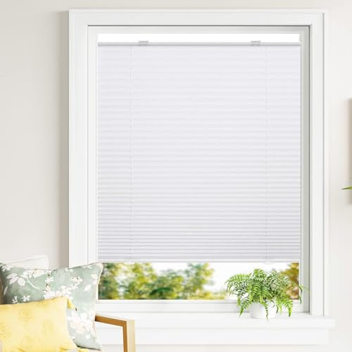 Plisse Blinds EasyFix 110 x 190 cm, montaggio rapido, tende plissettate per porte e finestre, colore bianco, con parti di montaggio incluse
