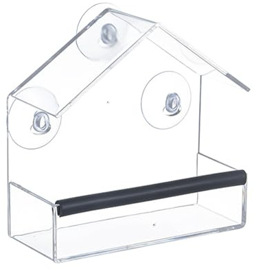 Vogelfutterstation für Fenster | am Fenster befestigtes Vogelfutterhaus zum Beobachten von Wildvögeln | aus Acryl für Gartendekoration, zieht Spatzen an, Meisen, ideal für