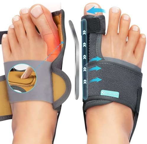 TENICORE Verbessert Hallux Valgus Korrektur Mit 2 Winkeleisen Verdickt Silikonpad Zehenspreizer Zehenschutz 1 Paar Hallux Valgus Schiene Socken Bandage Damen und Herren
