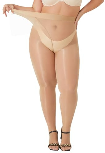 Yilamny Ölig Glanzstrumpfhosen Damen Große Größen 40 DEN | Übergröße Glänzende Feinstrumpfhose, Semi Blickdicht, ideal für Partys, den Alltag