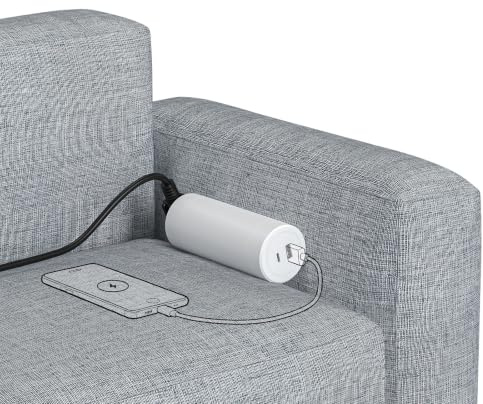 Sofa Steckdose mit USB und Type-C, Möbel Steckdosenleiste mit 1.8M Verlängerungskabel, Max 250V|16A, für Nachtischschrank - Weiß