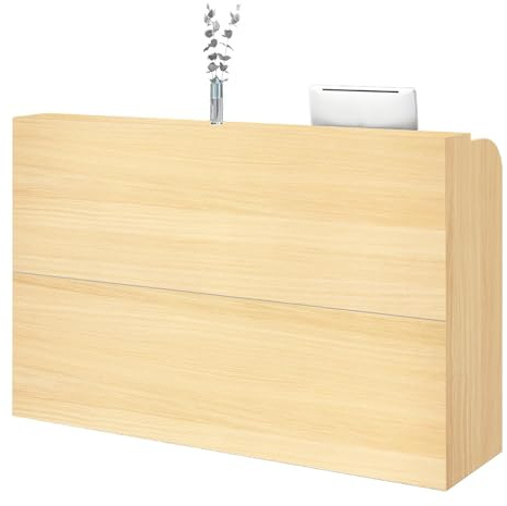 Banco per ricevimenti in legno per ufficio e casa, elegante bancone per negozi, soggiorno o reception, 60 x 50 x 110 cm, elegante finitura in legno