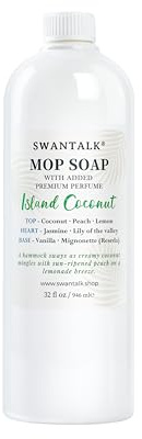 SWANTALK Mop Soap with Long Lasting Premium Perfume, 4X Concentrated Floor Cleaner, Multi Surface Solution for Hardwood, Tile, LVP, Laminate, Pet Friendly, 32 fl oz (Island Coconut)