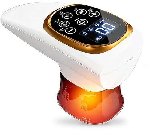 Aparato 6 en 1 EMS: luz roja, terapia térmica, ventosas, masaje. Moldea, reafirma, reduce grasa y edemas. Para abdomen, piernas, glúteos, fascias. Mejora drenaje linfático y flacidez cutánea.