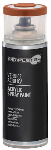 SIMPLETEK - Bomboletta Vernice Spray Acrilico Marrone Rame RAL 8004 Colore Brillante Universale Multimateriale Interni Esterni 400ml (1 pezzo)