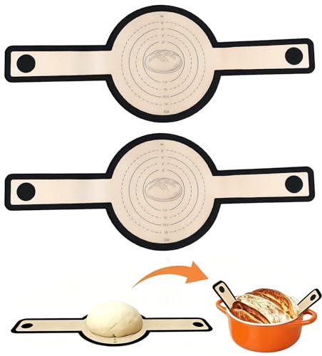 Esterilla de silicona para horno holandés, 2 unidades, alfombrilla para hornear pan con asas, correa para pan y alfombrilla para hacer pan, antiadherente, alfombrilla reutilizable como accesorios para