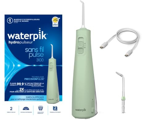 Waterpik Water Flosser Cordless Pulse, Plaque Remover for Teeth, Mint Green