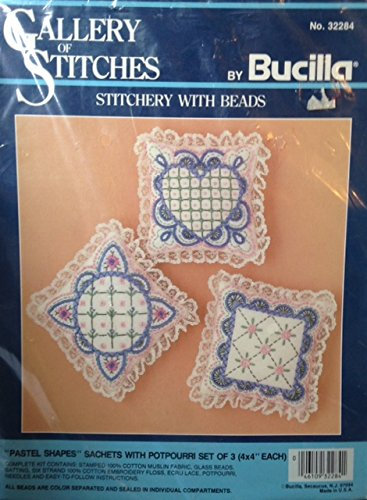 Gallery of Stitches – Stitchery mit Perlen # 32284 – Pastell Formen Beuteln mit Potpourri – Set von 3