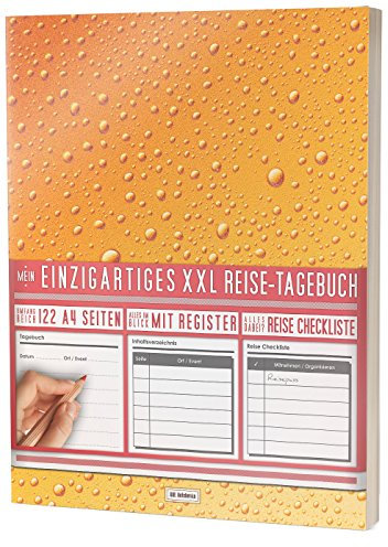 Mein Einzigartiges XXL Reisetagebuch: 122 Seiten, Register, Kontakte / Neue Auflage mit Reise Checkliste / PR401 „Tautropfen“ / DIN A4 Softcover