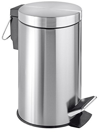 WENKO 18443100 Kosmetik Treteimer Easy Close - Absenkautomatik, Anti-Fingerprint, Fassungsvermögen 3 L, Edelstahl rostfrei, 17 x 25 x 17 cm, Matt