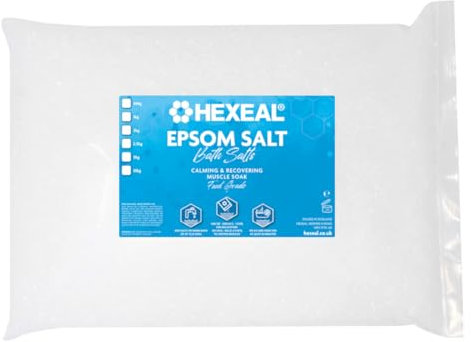Hexeal Epsom Salt 5kg – 5kg Bag of Food Grade Magnesium Sulphate for Bathing, Gardening & Household Use – Suitable for Personal Care, Soil Enrichment, and More