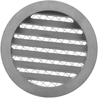 Grille de ventilation de 125 mm - Pour aération et protection contre les intempéries - Ronde - Avec bride/raccord tubulaire et protection anti-insectes - En aluminium - Mra125