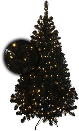 Excellent Trees Künstlicher Weihnachtsbaum 210 cm Tannenbaum Christbaum Schwarz LED Stavanger Black 210 cm mit Beleuchtung, 500 Lämpchen beleuchtet