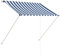 vidaXL Markise, Klemmmarkise Einziehbar, Sonnenschutz für Fenster Terrasse Balkon, Balkonmarkise Fallarmmarkise Fenstermarkise, 150×150cm Blau Weiß