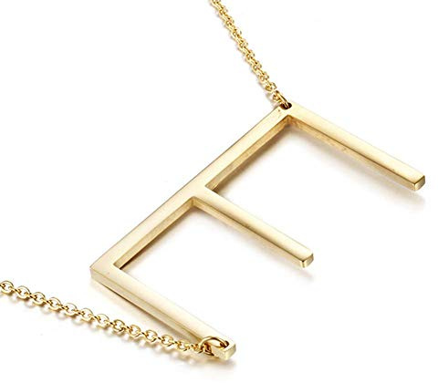 MOMOL Sideways Initial Necklace for Women Gold Plated Large Letter Necklace