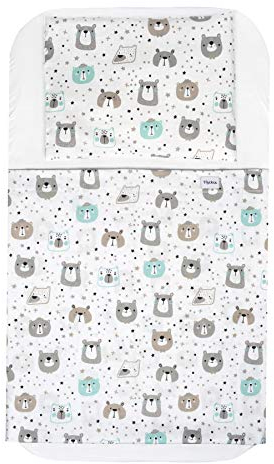 FlyIdeas Juego 4 Pza Sabanas Minicuna Colecho Next2Me 50x83cm | 1 Sabana Bajera 1 Protector Colchon 1 Sabana Encimera y 1 Funda de Almohada | 100% Algodon Cert, Hecho en EU