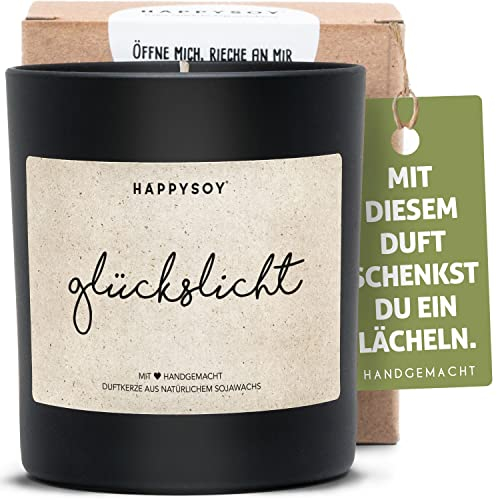 HAPPYSOY Duftkerze im Glas mit Spruch - besondere Kerzen - handgemacht und nachhaltig - Sojawachs